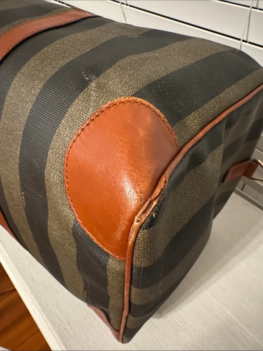 Fendi Vintage Pequin Striped Boston Bag Overnight Duffel - Picture 9 of 14